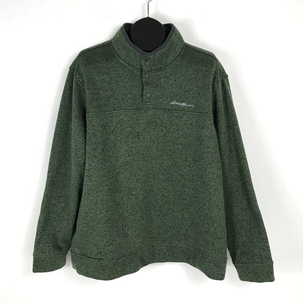 Eddie Bauer Radiator Fleece Snap Mock Pullover Men's XL Green Winter Outdoor